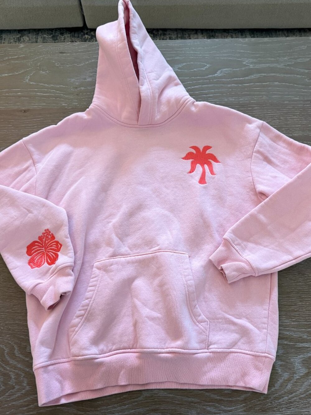 Womens AUTHENTIC Pink Palm Puff everything comes in sweatshirt hoodie size XS